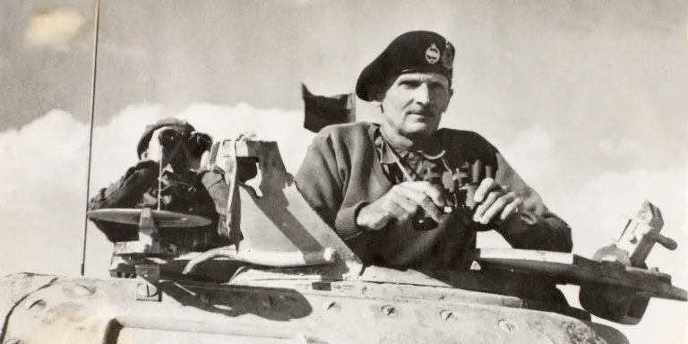 Monty watches his tanks move up in North Africa in November 1942