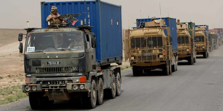 A supply convoy bound for Forward Operating Bases Nolay, Gibraltar and Sangin, Helmand, Afghanistan, 2009