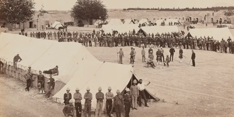 The 78th Highlanders at Barrack Square, Kandahar, c1880