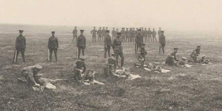 5th (Royal Irish) Lancers' recruits musketry training at Aldershot, 1907