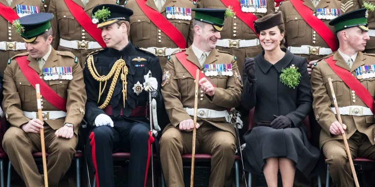 The Duke and Duchess of Cambridge with the Irish Guards, St Patrick's Day, Aldershot, 17 March 2015