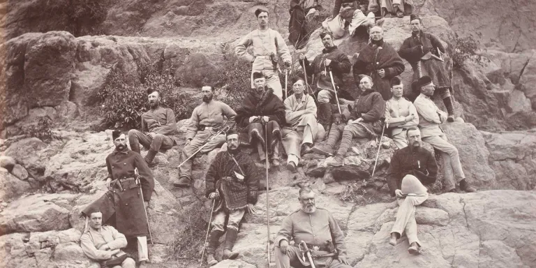 Officers of the 51st Regiment on Sultan Tarra in the Khyber Pass, 1878