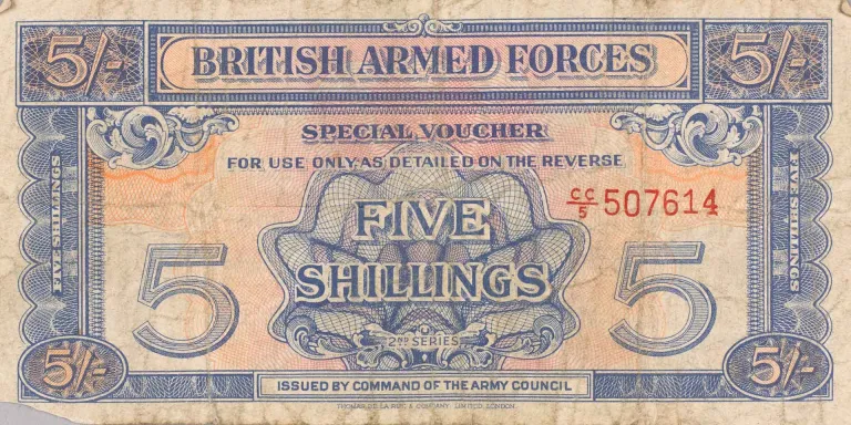 5 Shilling British Armed Forces Voucher, 1948