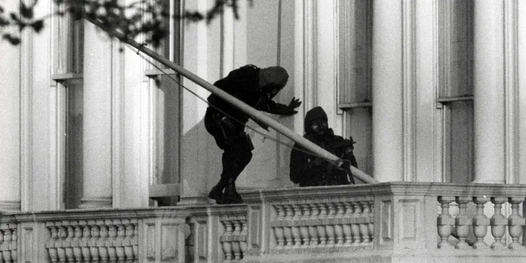 SAS troops storming the Iranian Embassy, 5 May 1980
