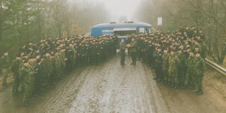 1st Royal Tank Regiment say goodbye to Wolfgang Meier, the famous food van operator at the Soltau-Lüneburg training area, 1993