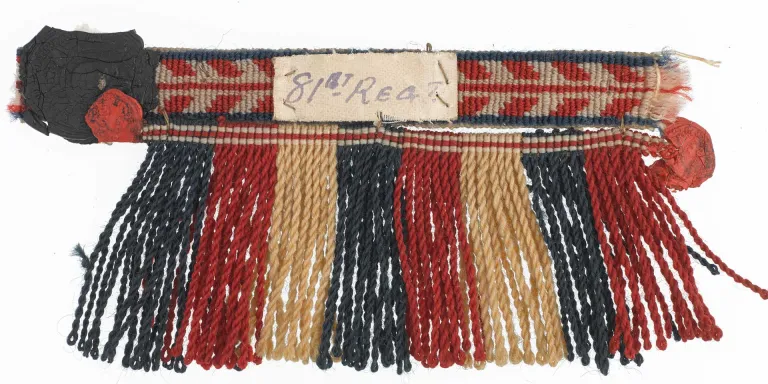 Lace and fringe sample, drummer, 81st (Loyal Lincoln Volunteers) Regiment of Foot, sealed pattern, 1860