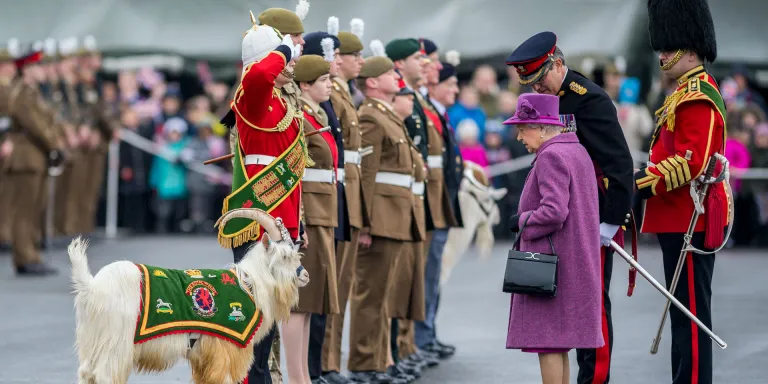 Queen Elizabeth II inspects Fusilier 'Llywelyn' of 1st Battalion The Royal Welsh Regiment, 2017