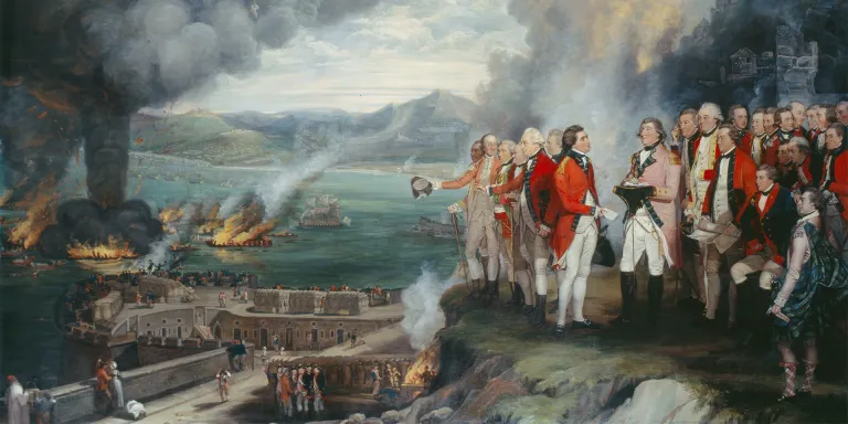 General Eliott and his officers observing the destruction of the Floating Batteries, Gibraltar, 14 September 1782