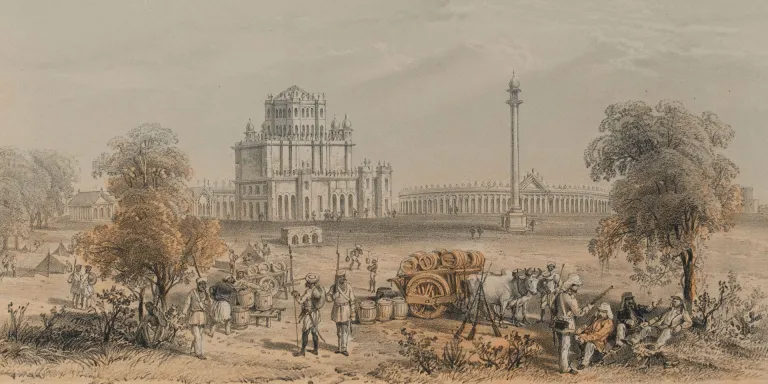 British soldiers at the Dil Khoosha Palace outside Lucknow, 1858