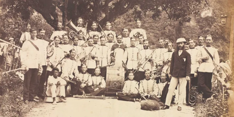 The band of the 84th (York and Lancaster) Regiment at Newcastle, Jamaica, c1868