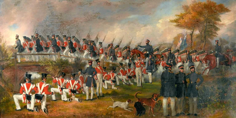 The 6th (1st Royal Warwickshire) Regiment of Foot on exercise while stationed at Portsmouth, 1843