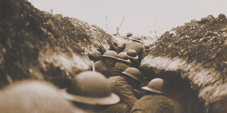 A British raiding party await the word to go, c1916