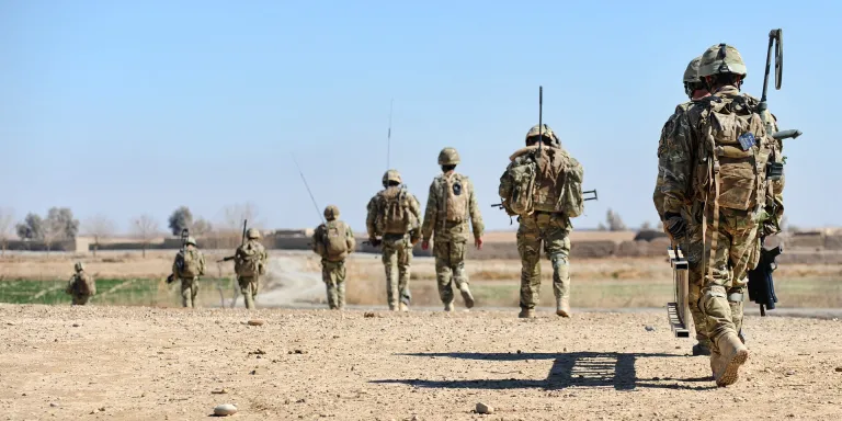 A patrol of soldiers from 2nd Battalion Royal Regiment of Scotland, Helmand Province, Afghanistan, 2011