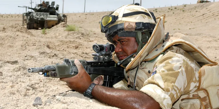 A private of 2nd Battalion Royal Anglian Regiment, Iraq, 2006