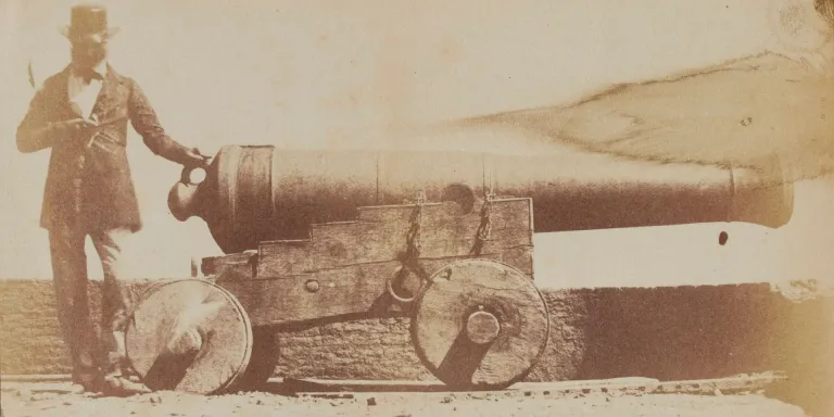 Captured Burmese gun at Rangoon, c1853
