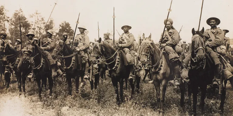 Indian cavalry await the order to advance on the Somme, 14 July 1916