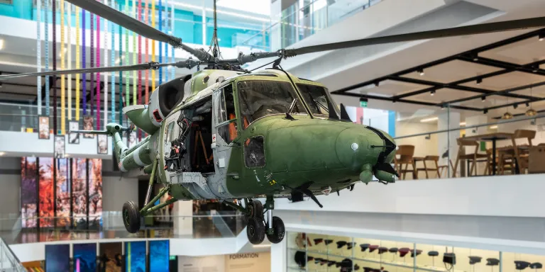 Lynx helicopter on display in the Atrium