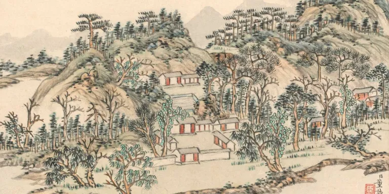 'The Dragon's Well', from a book of watercolours by Dong Gao, a famous Qing Dynasty court artist, that was looted from the Summer Palace in 1860