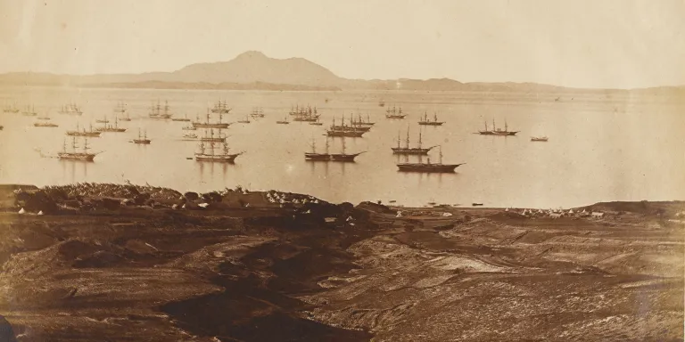 Part of the fleet anchored at Talien-Wan Bay, 1860